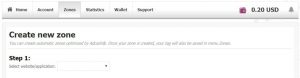 adcash create zone