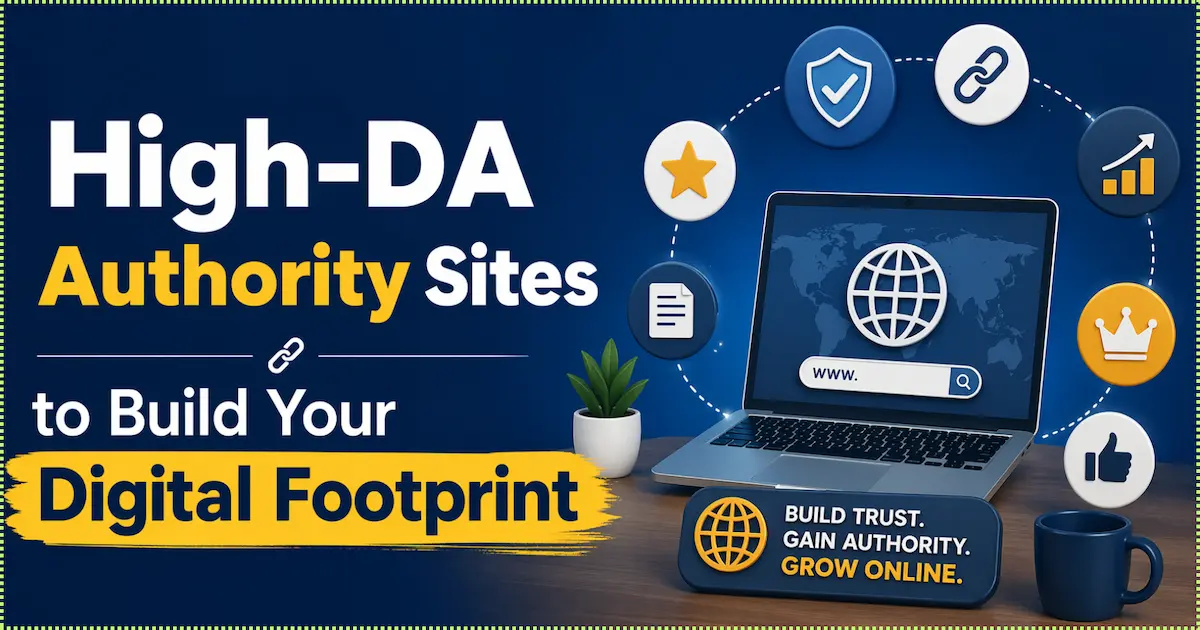 High DA authority websites concept showing digital growth, backlinks, and online trust building