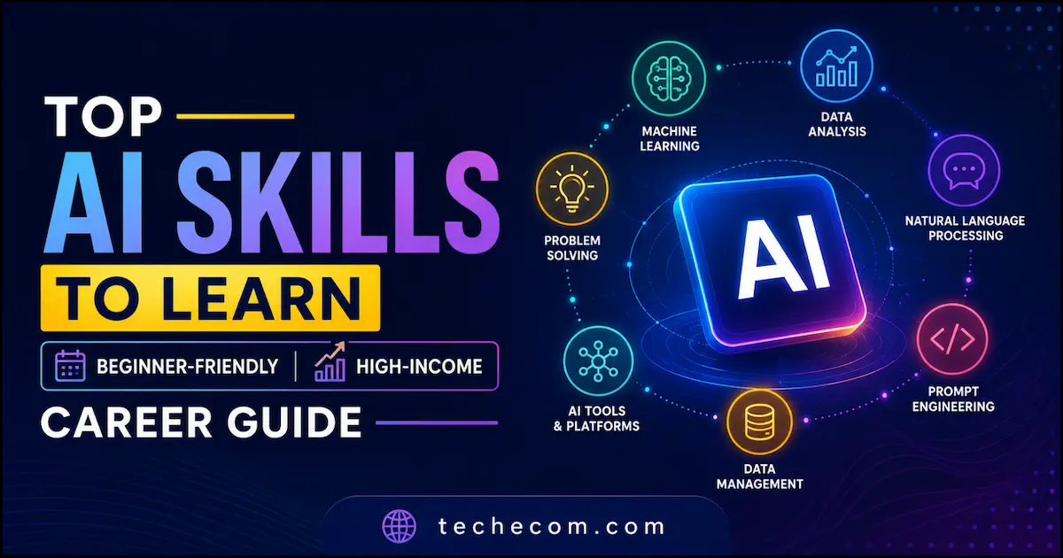 Top AI skills to learn in 2026 for beginners with high-income career paths including machine learning, data analysis, and prompt engineering